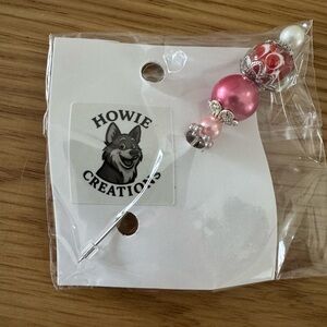 Howie Creations Red, Pink & Silver Stick Pin - NWOT